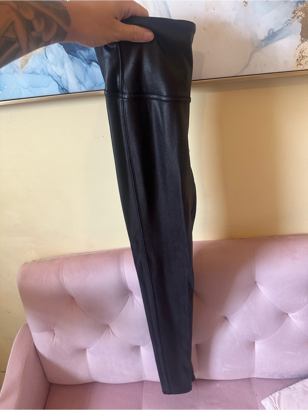 Black shiny Spanx leggings size s